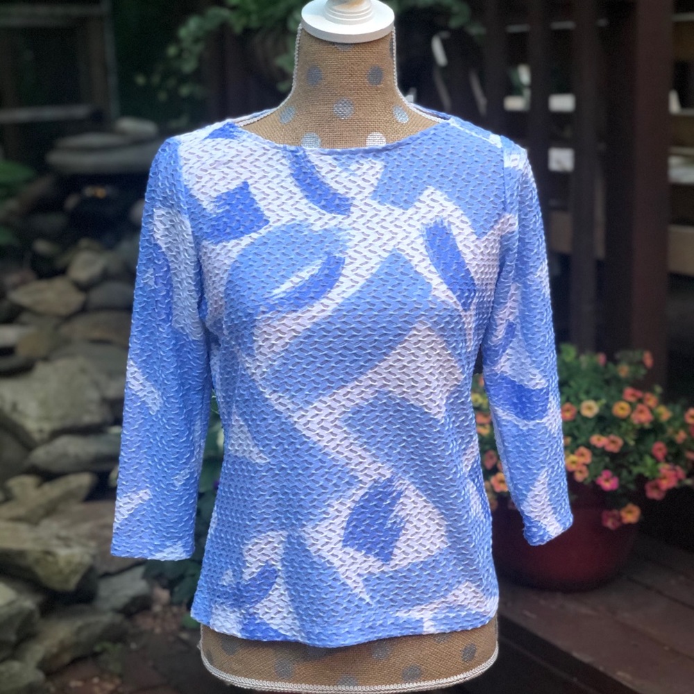 Ruby Rd. Favorites 3/4 Sleeved Top Blue Size PS